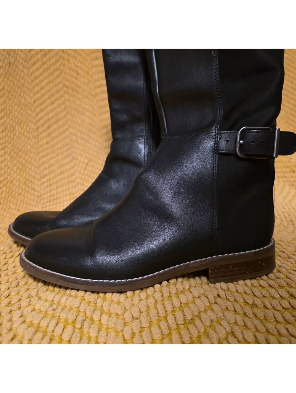 75% off retail - Women's Clarks 8.5 Black Leather knee-high boots w/zipper